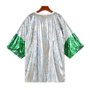 In Stock Party Dresses Lucky Sequins T shirt Dresses Women Sequin Shirt Dress