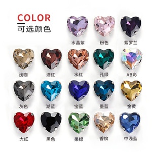 คริสตัลรูปหัวใจขนาด 8 มม. 10 มม. 12 มม. 14 มม. 16 มม. 18 มม. ทำจากแก้ว สำหรับตกแต่งชุดแต่งงานแบบ DIY มีรูเจาะ - Product Image 2