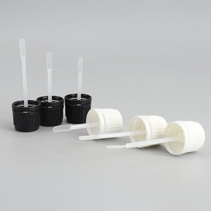 Tamper-evident 18/410 plastique Flat Rod Paddle Rod Stripe Cap GL18 mm <span class=keywords><strong>Couvercle</strong></span> noir avec spatule - Product Image 1