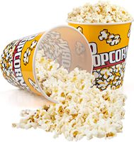 Tebery Lot de 12 contenants à popcorn en plastique réutilisables, résistants au lave-vaisselle et durables, pour soirées cinéma - 7 x 7 pouces