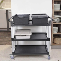 Chariot utilitaire en plastique de cuisine d'hôpital de restaurant chariot chariot de service de chariot de nourriture