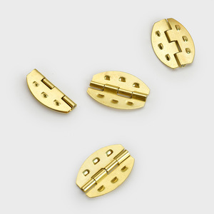 Charnière de meuble en fer en forme d'olive, montage en surface, finition bronze jaune, design minimaliste pour boîte en bois, boîte à bijoux, emballage DIY - Product Image 2