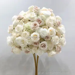 Gnw 2022 Kroonluchter Veer Bruiloft Decoratieve Kunstmatige Ivory Rose Flower Pe Foam Centerpieces Voor Wedding Event