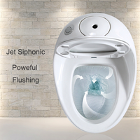 Bonne qualité Design de luxe WC monté au sol blanc or ligne oeuf forme placard salle de bain céramique une pièce cuvette de toilette