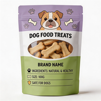 Sachet refermable à fermeture éclair 100g en PET de qualité alimentaire, motif personnalisé, impression sérigraphique et héliogravure, pour emballage de friandises pour chiens et chats