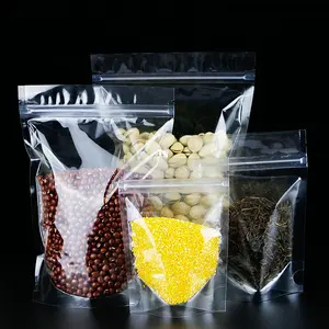 Pochette refermable Ziplock Doypack Stand Up Sac d'emballage alimentaire en plastique transparent avec fermeture éclair