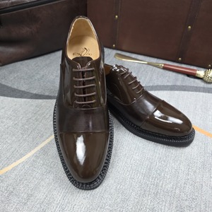 Scarpe <span class=keywords><strong>da</strong></span> smoking <span class=keywords><strong>da</strong></span> <span class=keywords><strong>uomo</strong></span> di alta qualità con suola spessa in pelle verniciata, scarpe Oxford stringate classiche eleganti per matrimoni - Product Image 2