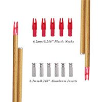 Arbre de flèche en carbone pur motif en bois diamètre intérieur 0.246 pouces avec encoches en plastique inserts en aluminium pour arc classique composé