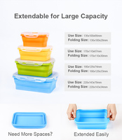 Boîte à lunch en silicone de qualité alimentaire réutilisable sans BPA, chauffable, pour enfants, récipient alimentaire vert pliable, vente en gros