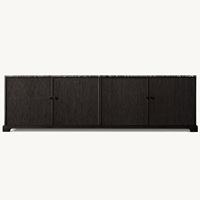 Meuble TV Rhoohill personnalisé de haute qualité pour salon, en bois de chêne naturel, console multimédia en bois avec plateau en marbre