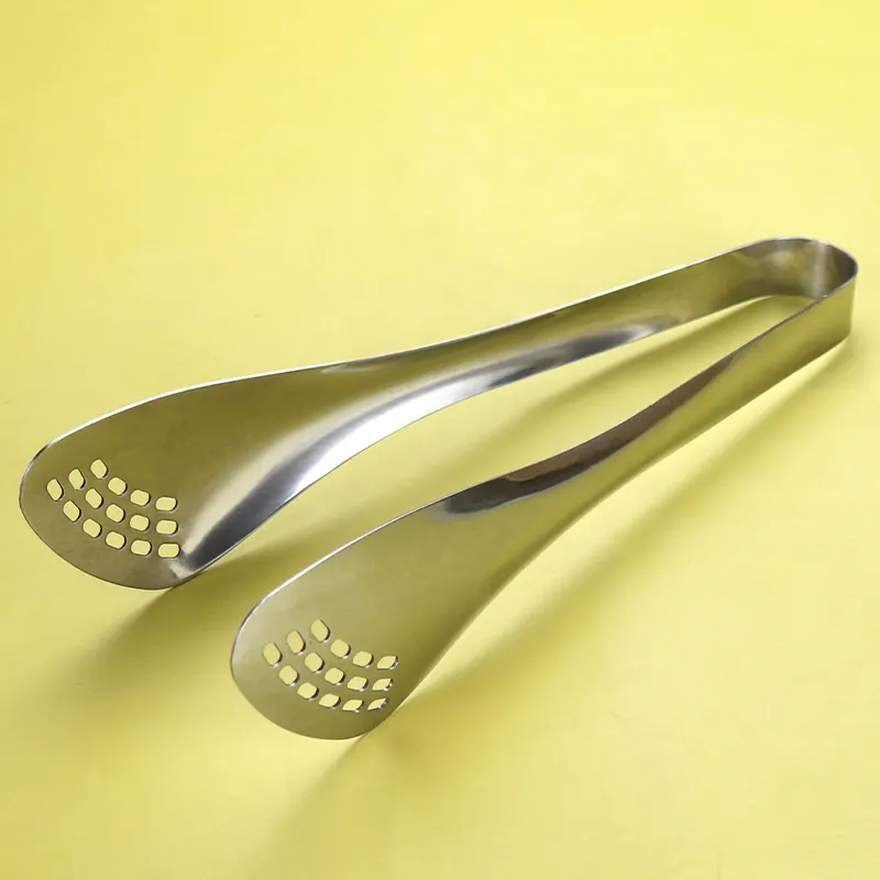 Outil gadget de cuisine durable pince à cuisson au bœuf en acier inoxydable avec trous de passoire, pince à servir les pâtes pour la cuisine quotidienne