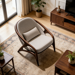 <span class=keywords><strong>Fauteuil</strong></span> d'appoint moderne en bois massif, style scandinave, canapé simple rembourré pour le salon - Product Image 2
