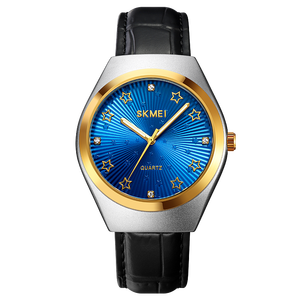 Skmei <span class=keywords><strong>2058</strong></span> montres pour hommes montre-bracelet en cuir grand cadran montres à Quartz bleu - Product Image 1