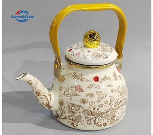 <span class=keywords><strong>Teiera</strong></span> in Smalto Spesso da 1,2L con Base in Acciaio Inox e Coperchio in Vetro, Fatta a Mano, Adatta al Forno, Bianca con Decorazioni <span class=keywords><strong>per</strong></span> Fornelli a Gas e a Induzione - Product Image 4