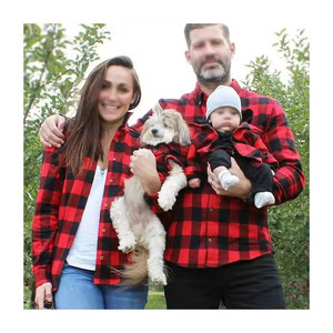 Christmas Buffalo Plaid Shirt Dad and <strong>Son</strong> Outfit Custom Family Matching Red and Black Plaid Flannel Shirt - Product Image 1