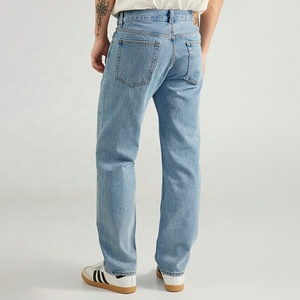 <span class=keywords><strong>Jean</strong></span> <span class=keywords><strong>Homme</strong></span> Bleu Clair Coupe Ample 100% Coton Taille Moyenne avec 5 Poches Boucles de Ceinture et Logo - Product Image 2