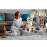 Canapé-lit orthopédique confortable et moelleux pour grands chiens, avec mousse à mémoire de forme pour soulager les douleurs articulaires, antidérapant, pour une utilisation intérieure toute l'année