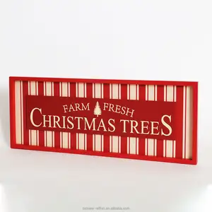 Placa de madeira retangular para pendurar, feliz natal, 45.7 cm, decoração da casa de férias de natal, sinal bem-vindo para decoração de varanda
