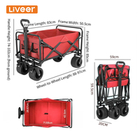 Chariot de camping pliable robuste OEM/ODM, capacité de charge 200 kg, avec doublure lavable et table réglable en hauteur, pour le rangement extérieur et les événements sportifs