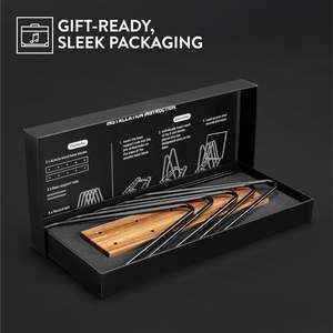 Grand support de rangement pour disques vinyles en bois d'acacia - <span class=keywords><strong>Porte</strong></span>-LP avec base anti-rayures - Présentoir pour collection d'albums - Product Image 6