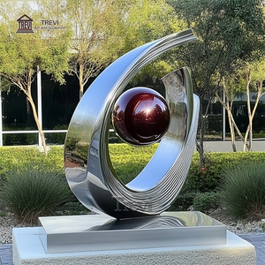 Personalizzato moderno e semplice arte astratta statua in acciaio inox linea e palla sculture per il giardino - Product Image 2