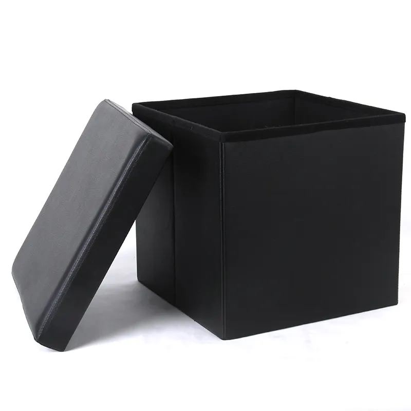 Caixa de café dobrável de couro falso, caixa de café dobrável para sala de estar, armazenamento em cubo