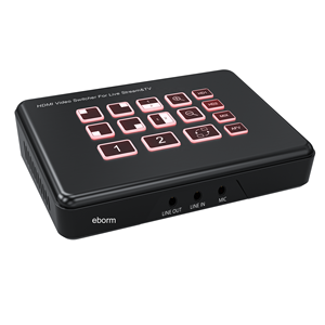 1080P 2チャンネルHDMIカメラライブストリーミングビデオミキサースイッチ 2入力2出力放送用ビデオスイッチャー PIPマイクライン入力オーディオミキシング - Product Image 6