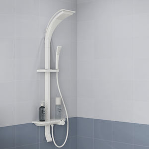 Wall Mount Rain <b>Shower</b> Set Rectangle Plastic Minimalist Design With Slide Bar Bathroom <b>Shower</b> <b>System</b> - Product Image 3