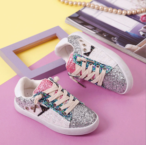 Zapatillas de lona con lentejuelas para niños, de piel auténtica, con cremallera pequeña y diseño de estrella, para primavera, para niños y niñas, estilo desgastado. - Product Image 5