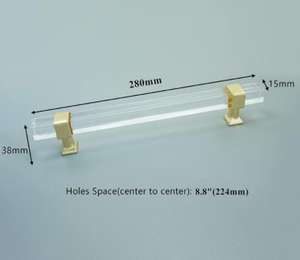 96mm 182mm 160mm carré armoire tiroir acrylique poignée tirer cuisine placard grande décoration armoire poignées Transparent - Product Image 5