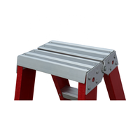 Échelle portable à double face large antidérapante ANSI 2X7 marches en FRP rouge anti-torsion, capacité de 375 lb pour l'extérieur, supermarché