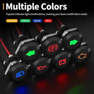 Feux indicateurs LED pour voiture en métal, étanches IP67, plusieurs couleurs, 12 mm, 12 V, avec fils de 30 cm - Product Image 4