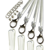 Lot de 4 tringles à rideaux universelles en acrylique transparent de 30 pouces avec fermoir métallique de 1/2 pouce de large pour hôtels