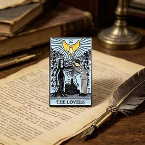 Spilla in smalto Tarocchi degli Amanti Gotici, Spilla per coppia <span class=keywords><strong>Wednesday</strong></span> Addams - Product Image 3