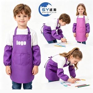 Ensemble d'ustensiles de cuisine et de dessin pour enfants en coton polyester uni, tabliers sans manches pour le nettoyage, la boulangerie, la <span class=keywords><strong>peinture</strong></span> et le jardinage - Product Image 1