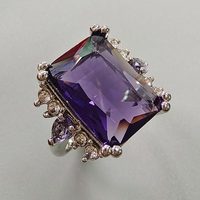 Bagues en alliage plaqué argent ZhuQian avec zircon violet mystérieux incrusté, pour femmes, délicates, pour fêtes, mariages, romantiques, vente en gros