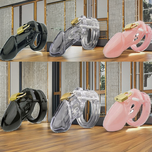 Cage de chasteté en silicone plastique avec verrouillage pour homme, certifiée CE/ROHS, tailles S/M, étanche, sensation réaliste, jouet sexuel pour hommes et garçons - Product Image 2