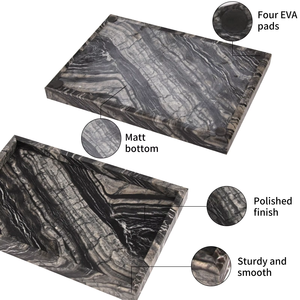 Vassoio Rettangolare Decorativo Personalizzato in Stile Retrò con Motivo Antico in Legno e Marmo Nero per Casa e Matrimoni - Product Image 4