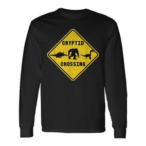 T-shirt à manches longues Nessie Bigfoot Hodag Cryptid Crossing Yield Road Sign - Produit promotionnel - Product Image 1