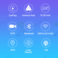 Lecteur multimédia de voiture Android Auto Carplay 10,26 pouces avec écran tactile, double caméra avant 4K et arrière 1080P, certifié CE RoHS