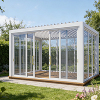 Véranda à toit ouvrant imperméable, maison en verre 4 saisons avec toit réglable pour jardin et cour arrière
