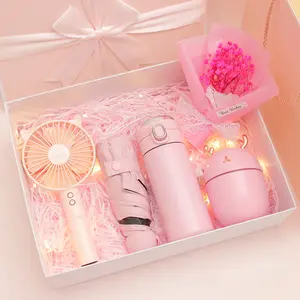 New Product Ideas 2024 Beautiful Bouquets Vacuum Fan Umbrella And Humidifier Gift Set For Mom Mothers Day And Wedding Gift