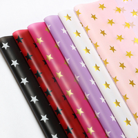 Kertas Pembungkus Bunga Motif Bintang Pelangi, Kertas Matte Tahan Air, Pola Bintang, Kertas Kemasan Buket, Pembungkus Bunga DIY, Untuk Florist, Grosir