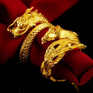 Anello da uomo aperto da donna all'ingrosso con gioielli regolabili in oro con drago Phoenix Phoenix