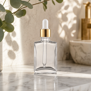 Custom Logo Luxury Square Glass Dropper <b>Bottle</b> <b>30ml</b> 50ml Cosmetic Essential Oil Serum Packaging <b>Bottle</b> with Pipette - Product Image 1