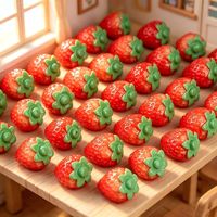 Miniature de simulation de paysage, jouet alimentaire, fruits 3D, fraises, accessoires décoratifs à peindre soi-même, petits éléments en résine pour mariage