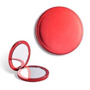 Personalized Luxury Round Shape Dual Side Red Plating Round Fashion <b>Compact</b> <b>Mirror</b> - Product Image 2