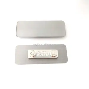 Sublimación en blanco de aluminio Metal nombre insignia forma rectangular Metal en blanco Placa de nombre con soporte magnético