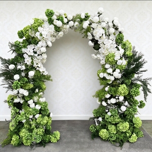 EG-S264 Fleurs d'allée de mariage, rose blanche et verte, hydrangea, arche de fond, décorations d'arche florale artificielle pour les événements, décoration de fête - Product Image 1