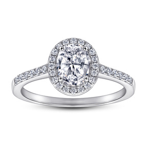 Oval Sterling <b>Silver</b> 925 Halo Prong Setting Jewelry Set Wedding Engagement Party Gift Zircon Gold Rhodium Plating Trendy CMA - Product Image 4